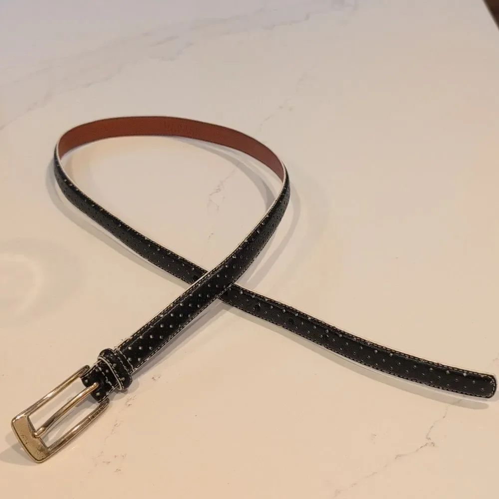 Elegant Lauren Ralph Lauren Black Perforated Italian Leather Women's Belt Size M